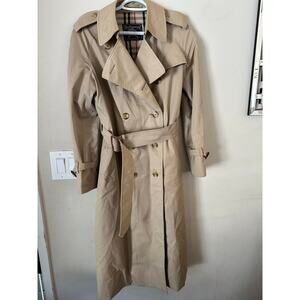 Burberry Authentic brown canvas trench coat.
